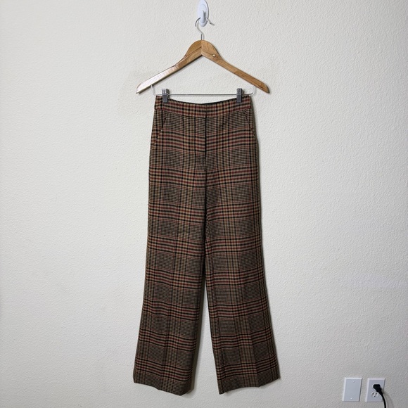 Veronica‎ Beard Tonelli Plaid Pant Camel Black Brown Tan Womens Size 0 - Picture 4 of 9